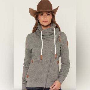 WANAKOME WOMEN'S ASYMMETRICAL ZIP-UP HOODIE JACKET size small EUC